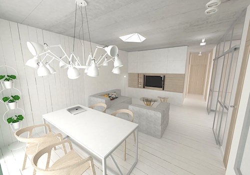 białe mieszkanie - Salon, styl skandynawski - zdjęcie od nanoSTUDIO