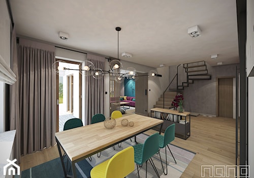 Dom w Olkuszu 2 - Duża szara jadalnia jako osobne pomieszczenie, styl nowoczesny - zdjęcie od nanoSTUDIO