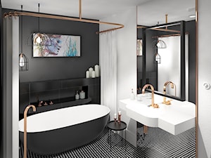 łazienka inspirowana Art Deco - Średnia bez okna z punktowym oświetleniem łazienka, styl glamour - zdjęcie od nanoSTUDIO