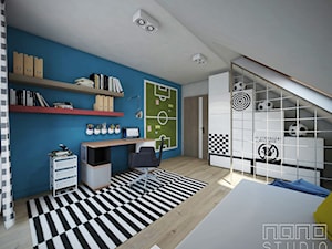Dom w Olkuszu 2 - Duży szary niebieski pokój dziecka dla nastolatka dla chłopca dla dziewczynki, styl nowoczesny - zdjęcie od nanoSTUDIO