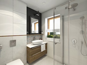 Dom w Rudzie Śląskiej - Mała na poddaszu łazienka z oknem, styl nowoczesny - zdjęcie od nanoSTUDIO