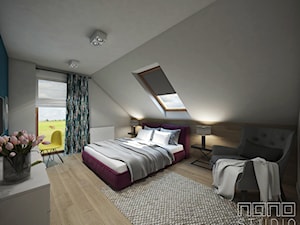 Dom w Olkuszu 2 - Średnia szara z biurkiem sypialnia na poddaszu, styl nowoczesny - zdjęcie od nanoSTUDIO