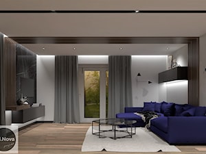Salon, w którym dominuje sofa w kolorze indygo - zdjęcie od Od.Nova.Projekt