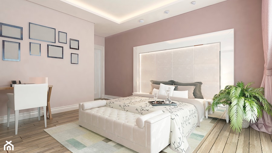 Kanlux Ageo - Duża różowa z panelami tapicerowanymi sypialnia, styl glamour - zdjęcie od Kanlux