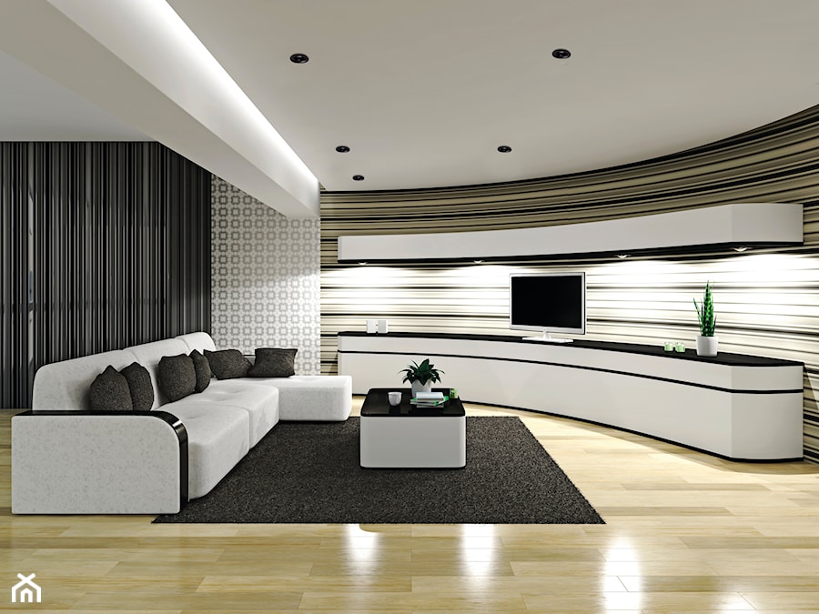 AJAS - Średni biały czarny szary salon, styl nowoczesny - zdjęcie od Kanlux