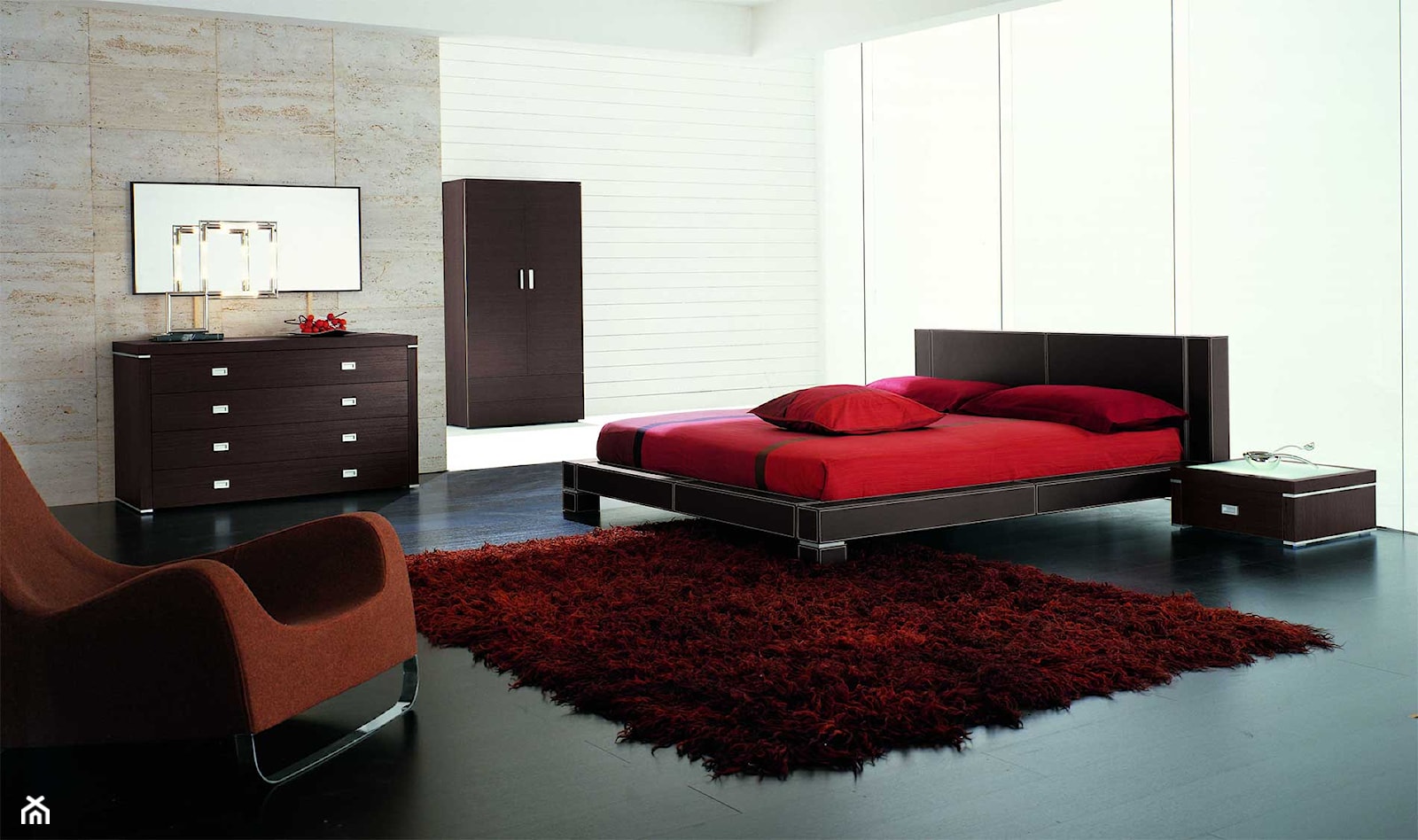 Nowoczesna sypialnia w minimalistycznym stylu-ciemne drewno - zdjęcie od Constabla - Homebook
