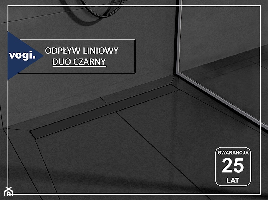 Prysznic bez brodzika z odpływem liniowym Vogi - Duo Czarny. - zdjęcie od Vogi_Polska
