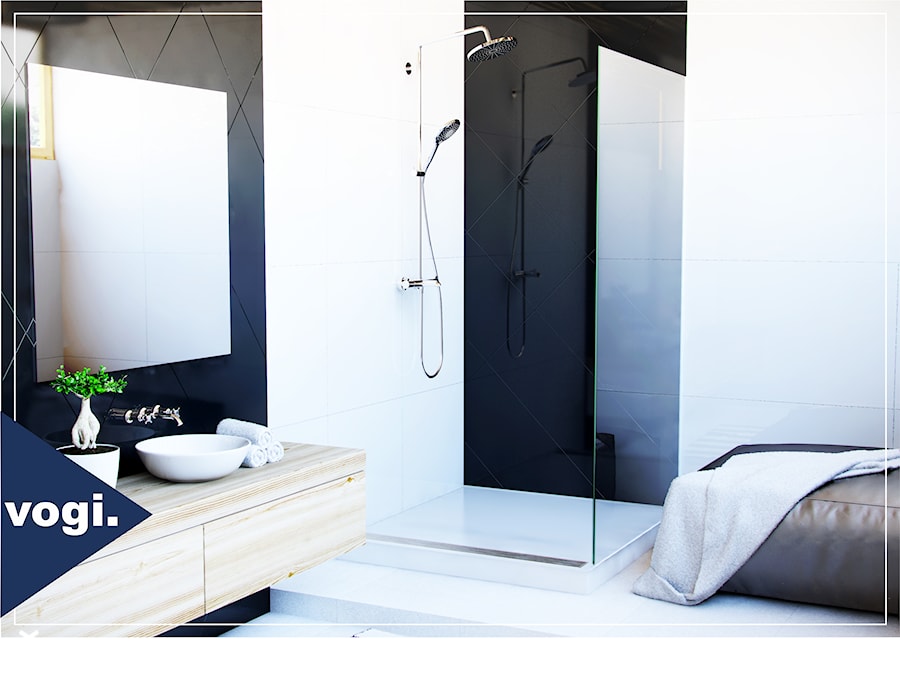 Aranżacja łazienki w stylu nowoczenym z prysznicem z odpływem liniowym DUO. - zdjęcie od Vogi_Polska