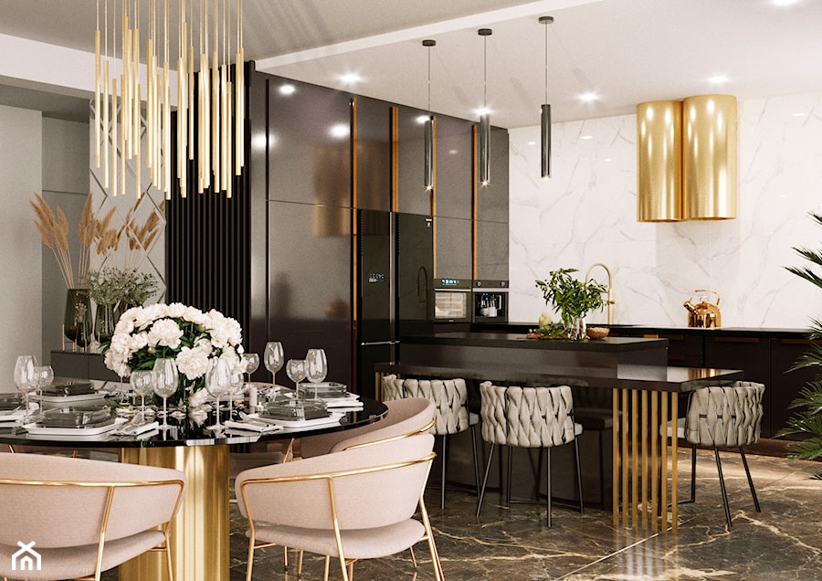 Dom w stylu Glamour - Kuchnia, styl glamour - zdjęcie od Quality Investment, Projekty wnętrz i kompleksowa obsługa inwestycji
