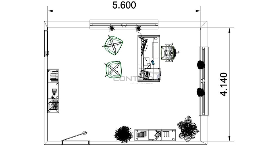 Aranżacja małego biura prezesa - zdjęcie od CONTINO meble biurowe