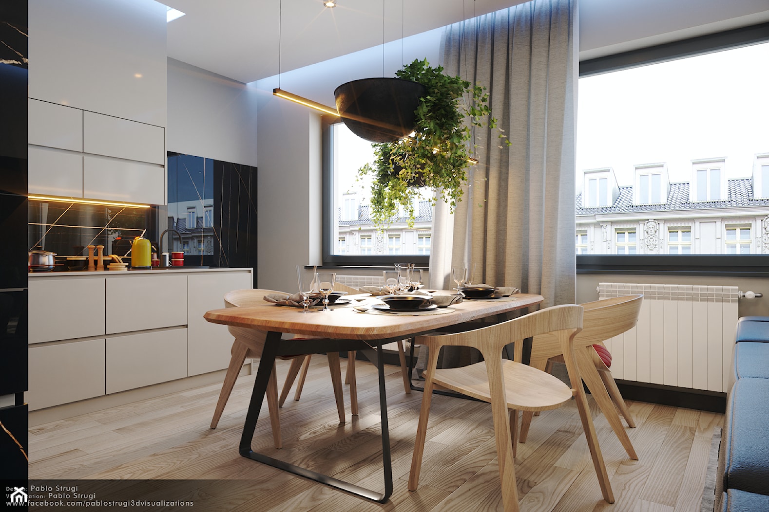 Salon z kuchnią 1 - Jadalnia, styl nowoczesny - zdjęcie od Pablo Strugi - Homebook