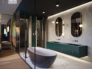 EMERALD GREEN : SYPIALNIA Z ŁAZIENKĄ - Łazienka, styl nowoczesny - zdjęcie od MEO interiors