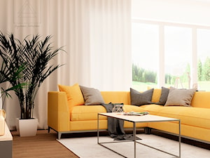 Salon z żółtą kanapą 💛 - Salon, styl minimalistyczny - zdjęcie od Agnieszka Jastrzębska | Interior Design