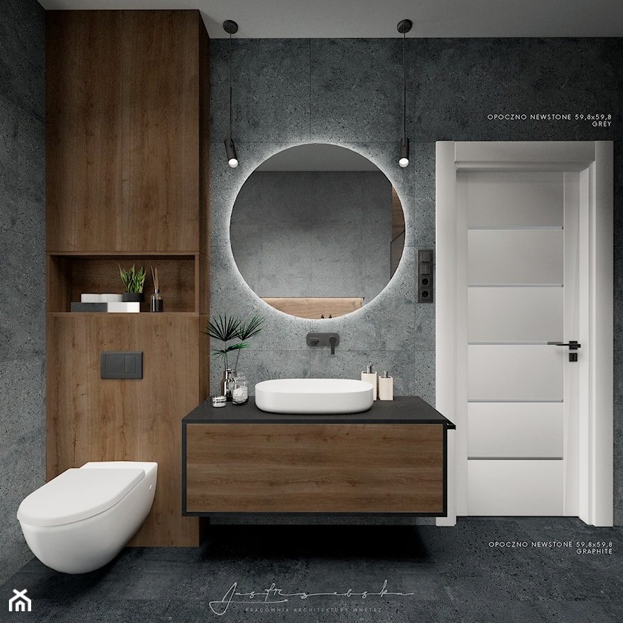 Łazienka w klimacie loftowym 🖤 - Łazienka, styl nowoczesny - zdjęcie od Agnieszka Jastrzębska | Interior Design