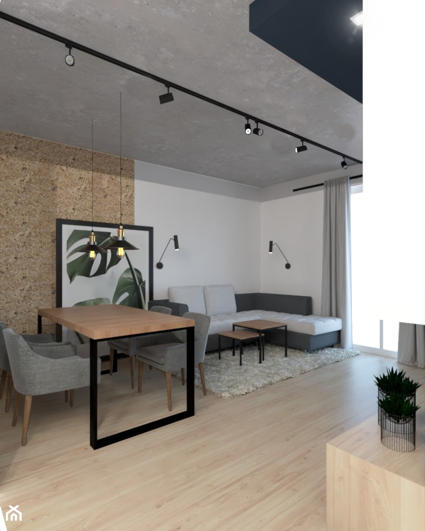 Projekt przestrzeni dziennej w mieszkaniu - Salon - zdjęcie od ES Projekty Wnętrz