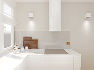 Jasna kuchnia w odcieniach bieli i drewna z elementami marmurowymi - zdjęcie od PAW DESIGN