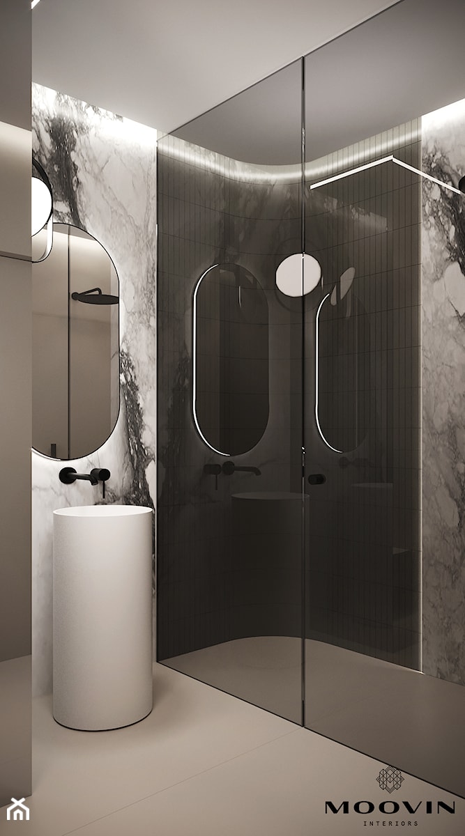 Łazienka z prysznicem za przeszkleniem - zdjęcie od MOOVIN INTERIORS