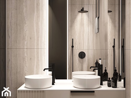 Aranżacje wnętrz - Łazienka: Mała łazienka z narożym lustrem i prysznicem - MOOVIN INTERIORS. Przeglądaj, dodawaj i zapisuj najlepsze zdjęcia, pomysły i inspiracje designerskie. W bazie mamy już prawie milion fotografii!