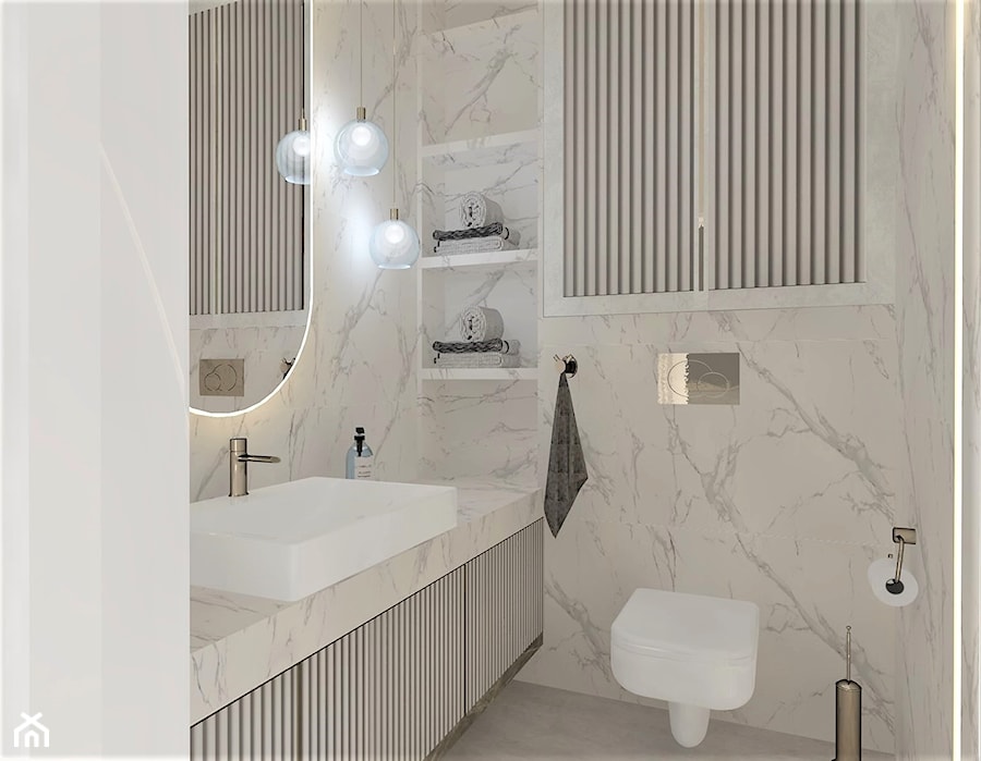 Projekt domu jednorodzinnego - Łazienka, styl glamour - zdjęcie od AUMÜLLERDESIGN Studio Projektowania Wnętrz