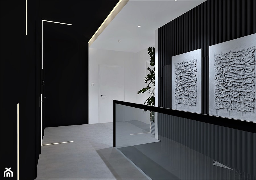 Projekt domu jednorodzinnego - Hol / przedpokój, styl nowoczesny - zdjęcie od AUMÜLLERDESIGN Studio Projektowania Wnętrz