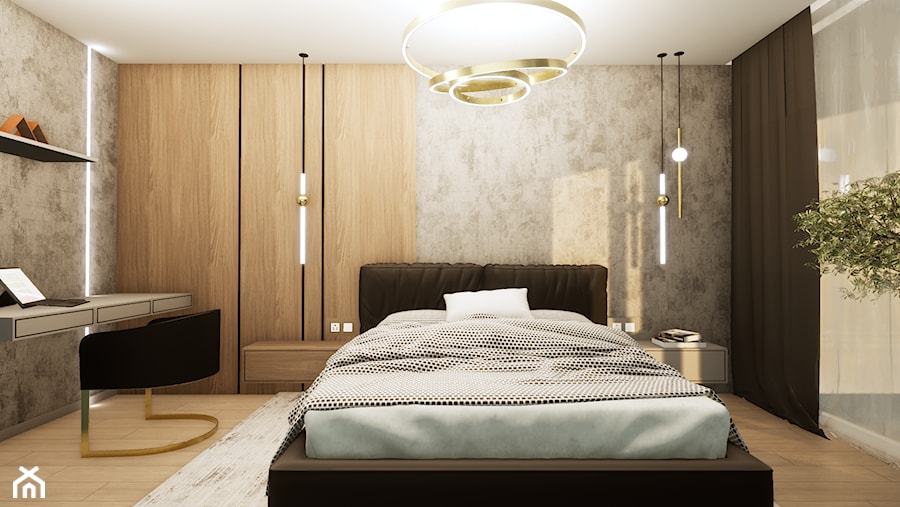 Mieszkanie 49 mkw - Sypialnia, styl nowoczesny - zdjęcie od AUMÜLLERDESIGN Studio Projektowe