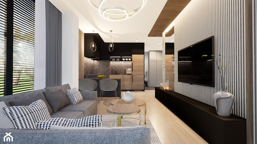 Mieszkanie 49 mkw - Salon, styl nowoczesny - zdjęcie od AUMÜLLERDESIGN Studio Projektowe