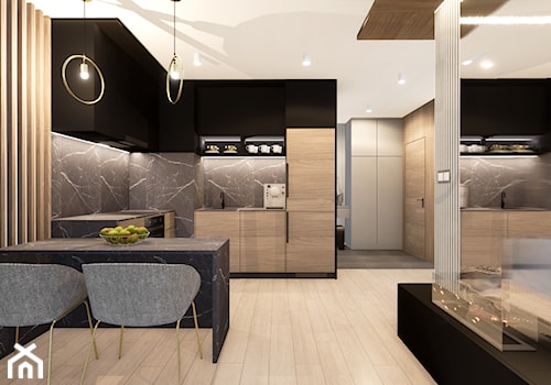 Mieszkanie 49 mkw - Kuchnia, styl nowoczesny - zdjęcie od AUMÜLLERDESIGN Studio Projektowe