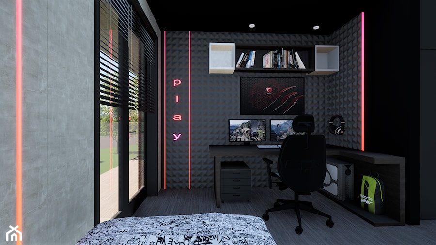 Pokój gamingowy - Pokój dziecka, styl nowoczesny - zdjęcie od AUMÜLLERDESIGN Studio Projektowania Wnętrz