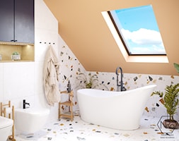 kolorowa łazienka z wanną wolnostojącą - zdjęcie od Projekt NiRo - Homebook