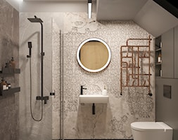łazienka loftowa z tapetą - zdjęcie od Projekt NiRo - Homebook