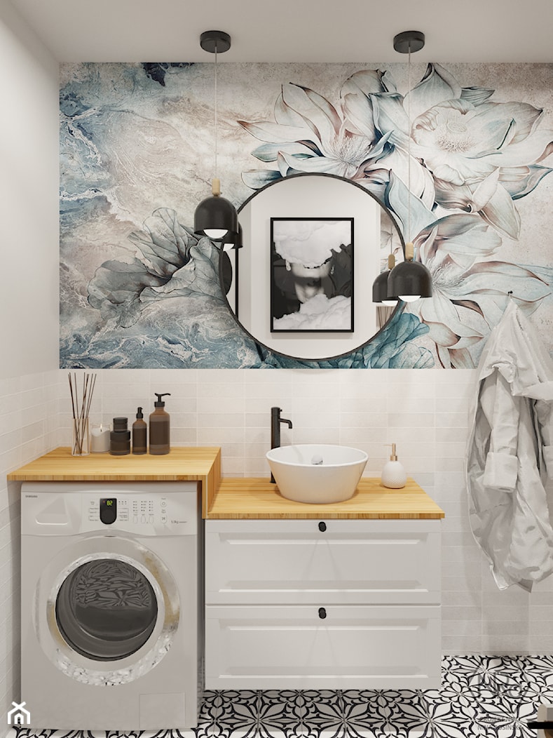 Industrialna łazienka z motywem kwiatowym - zdjęcie od Projekt NiRo - Homebook