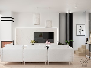 biały salon z kominkiem - zdjęcie od Projekt NiRo