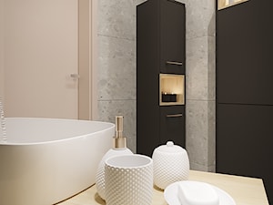 szara łazienka z czarnymi meblami - zdjęcie od Projekt NiRo
