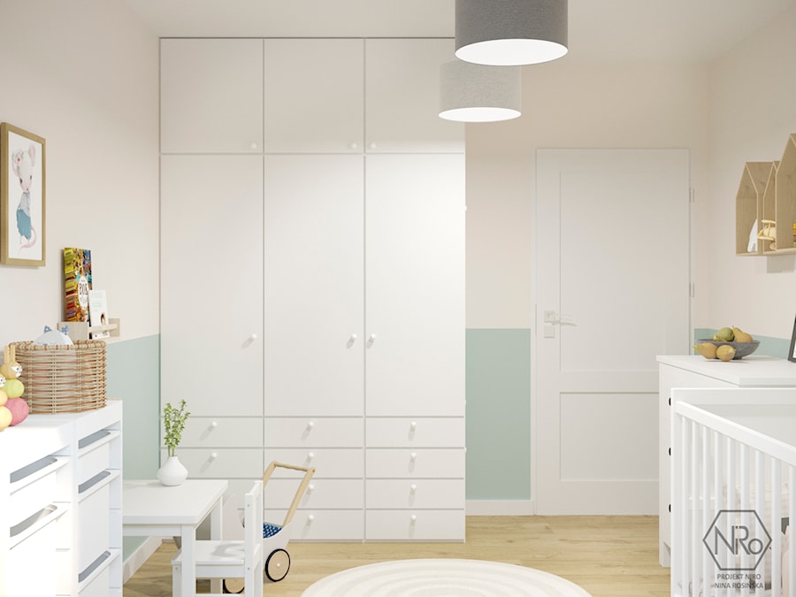 Pokój dziecięcy miętowy minimalistyczny skandynawski - zdjęcie od Projekt NiRo