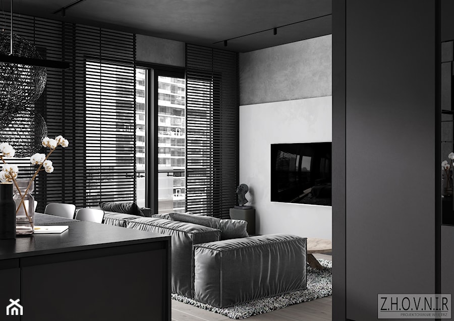 Black apartment - Salon, styl nowoczesny - zdjęcie od Z.H.O.V.N.I.R