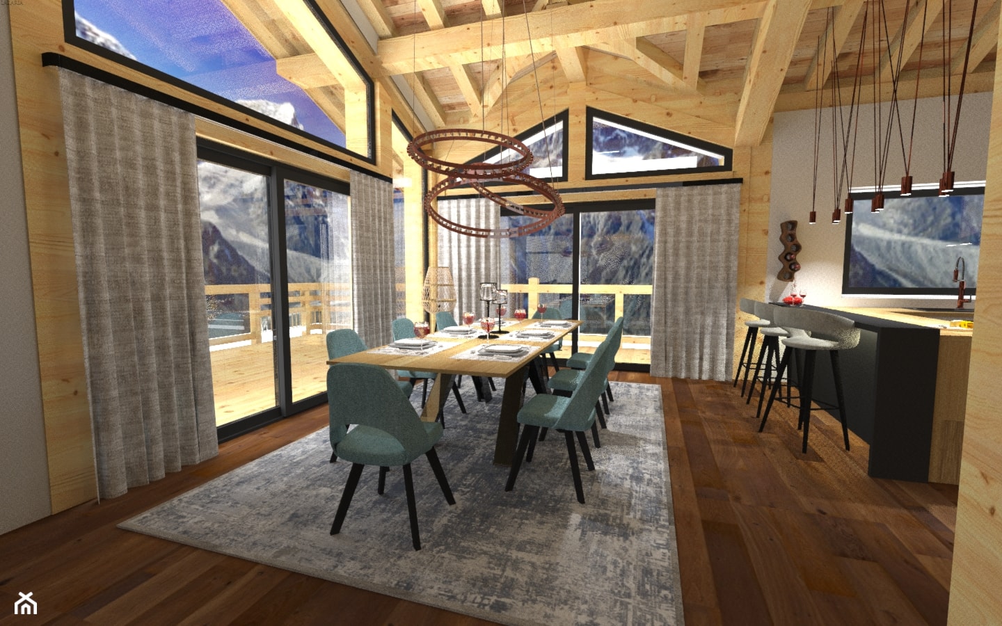Jadalnie w apartamencie z widokiem na góry - zdjęcie od Lazaria Design pracownia projektowania wnętrz i ogrodów - Homebook