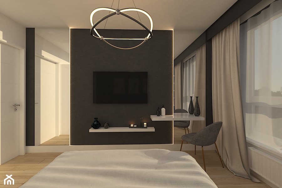 Sypialnia w mieszkaniu 42 m2 dla pary - zdjęcie od VERO - Pracownia Architektury Wnętrz