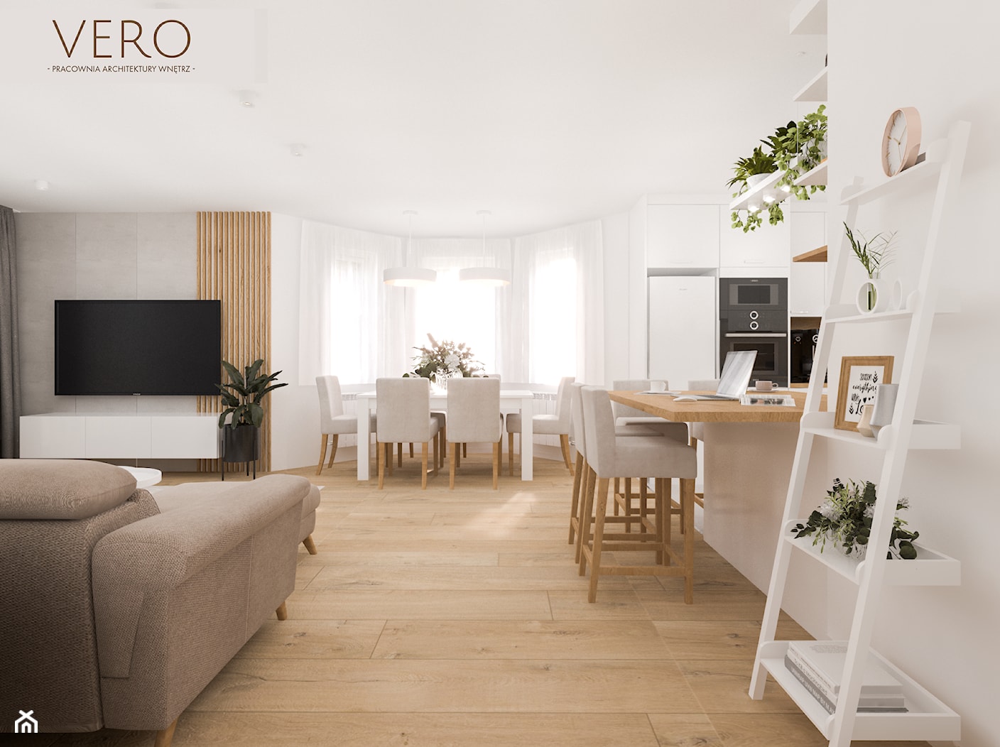 Jasny salon w domu jednorodzinnym - zdjęcie od VERO - Pracownia Architektury Wnętrz - Homebook