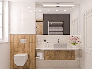 Jasna łazienka biel + drewno - zdjęcie od VERO - Pracownia Architektury Wnętrz
