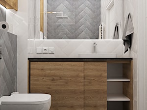 Łazienka szarość + drewno - zdjęcie od VERO - Pracownia Architektury Wnętrz