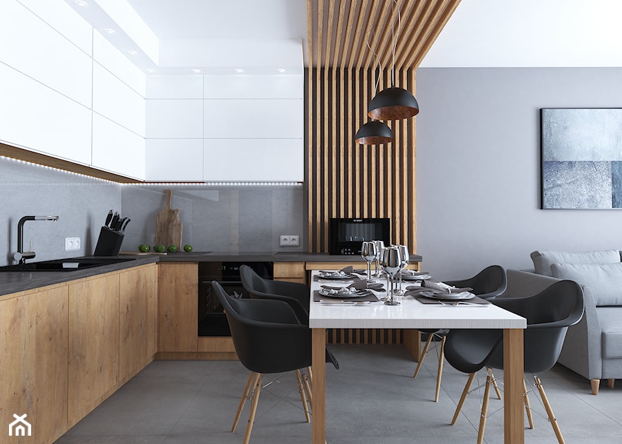 Salon z aneksem kuchennym - zdjęcie od VERO - Pracownia Architektury Wnętrz