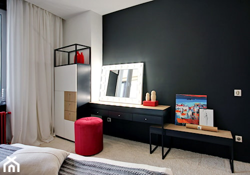 20th Floor - Średnie w osobnym pomieszczeniu z sofą z zabudowanym biurkiem białe czarne biuro, styl ... - zdjęcie od Nika Vorotyntseva architecture-design bureau