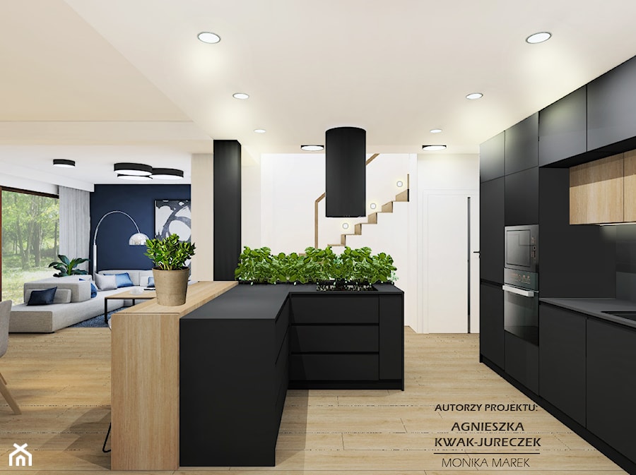 Strefa dzienna Dom Gliwice II - Kuchnia, styl minimalistyczny - zdjęcie od SZTUKA DESIGNU Pracownia Architektury