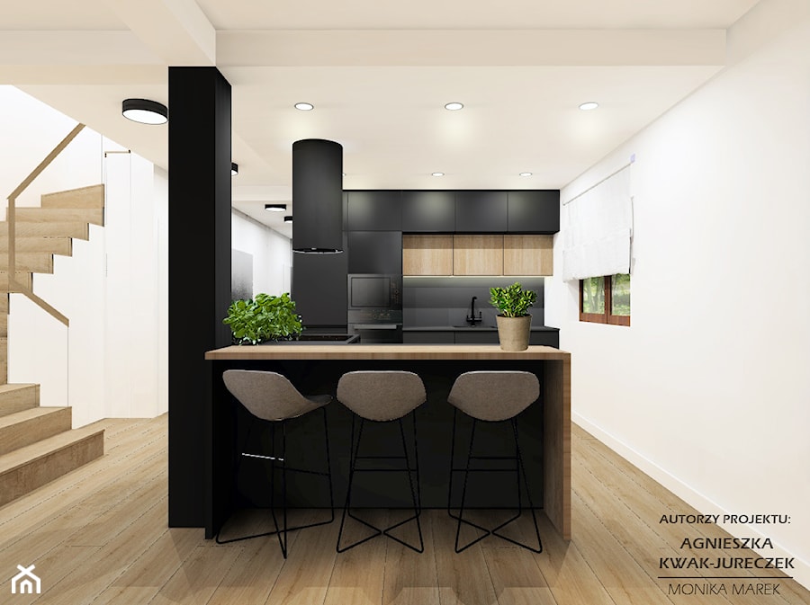 Strefa dzienna Dom Gliwice II - Kuchnia, styl minimalistyczny - zdjęcie od SZTUKA DESIGNU Pracownia Architektury