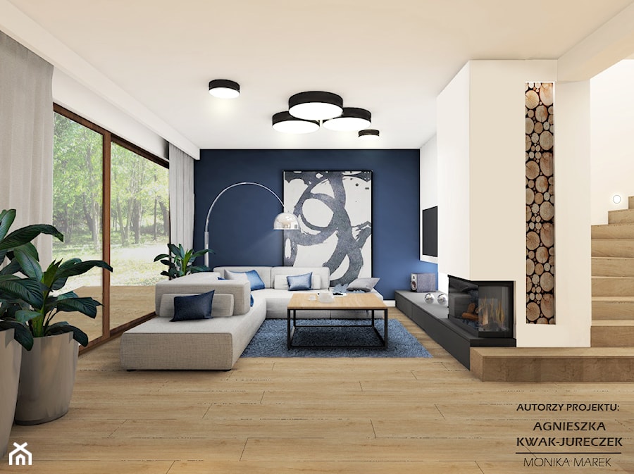 Strefa dzienna Dom Gliwice II - Salon, styl minimalistyczny - zdjęcie od SZTUKA DESIGNU Pracownia Architektury