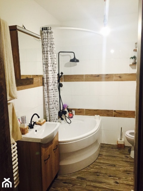 #malalazienka od A do Z wykonana samodzielnie - Mała bez okna z dwoma umywalkami łazienka, styl nowoczesny - zdjęcie od Claudia Wachowska - Homebook