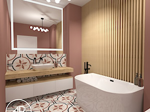 Różowa łazienka z patchworkiem - zdjęcie od AP WNĘTRZA