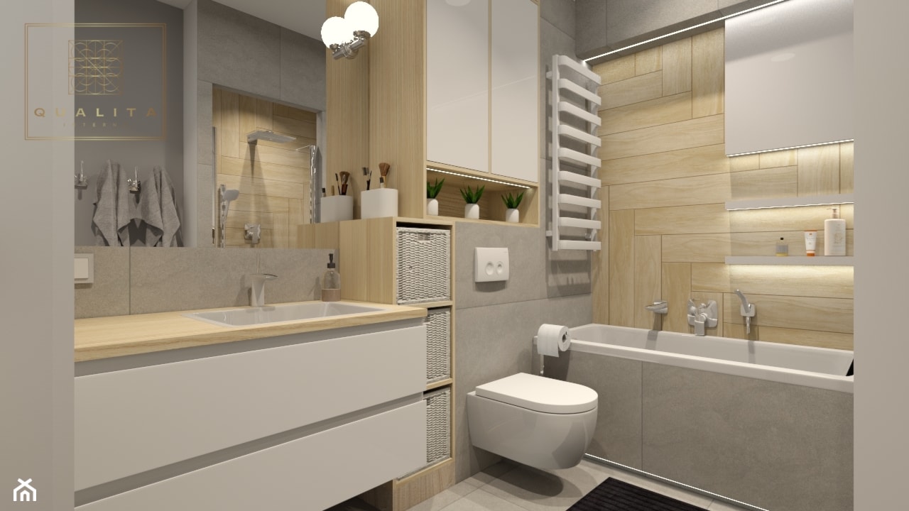 Mała łazienka z wanną i prysznicem - zdjęcie od Qualita Interno - Homebook
