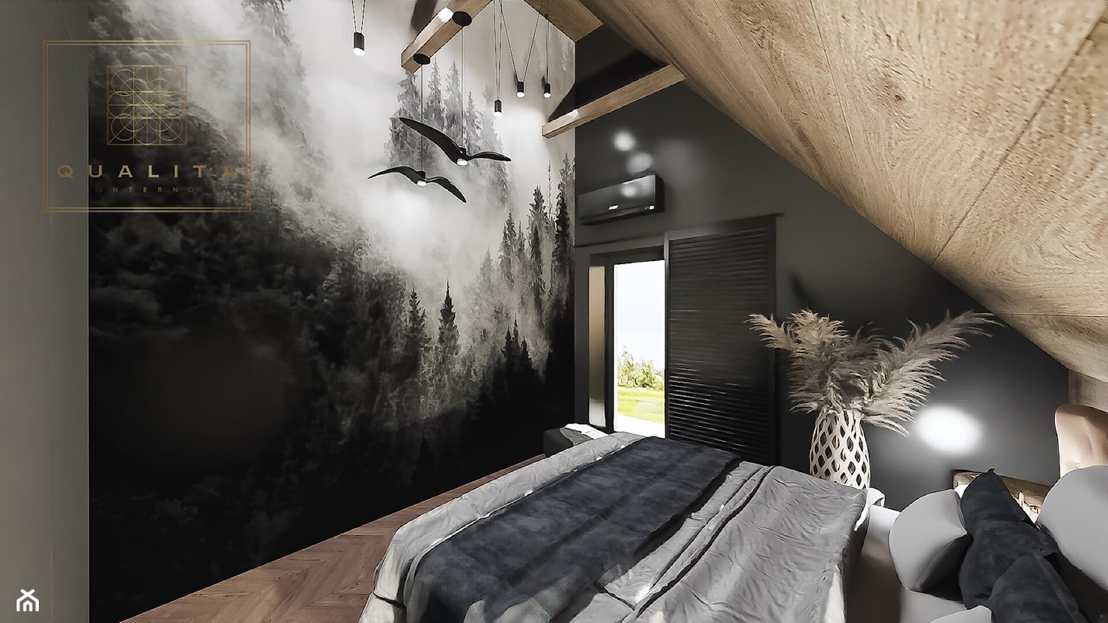 Ciemna sypialnia - nowoczesne aranżacje projekty inspiracje - zdjęcie od Qualita Interno - Homebook