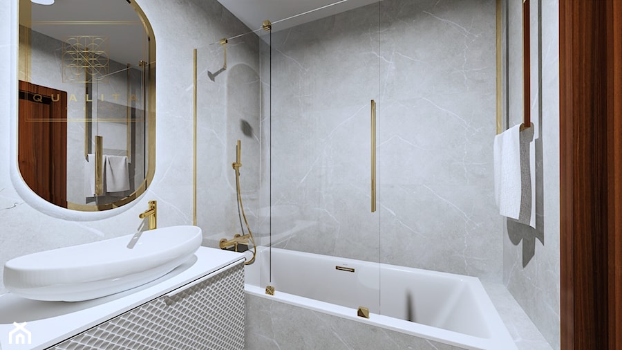 Projekty i aranżacje małych łazienek z wanną i parawanem 2022 - zdjęcie od Qualita Interno